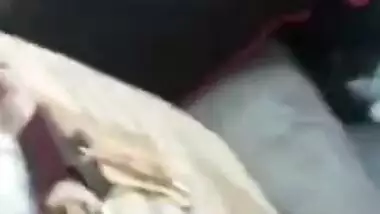 Desi wife boobs press in car