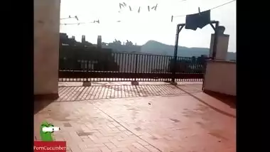 Bangladeshi porn of a milf and a guy fucking on the terrace