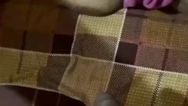 Son masturbating before mom with her big boobs shown