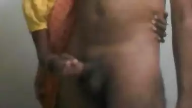 Sful Indian wife strokes husband's dick till orgasm in porn video