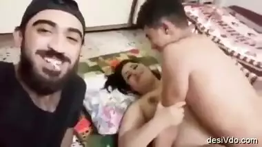 Awesome desi chubby aunty moaning hot in threesome