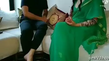 Neha in a green sari after getting her pussy ed by the boss