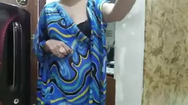 Indian stepmom watches and enters her stepson's Kitchen to fuck him