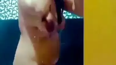Big boobs wife shower bath captured by husband