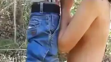 Outdoor Nepali porn of a girl sucking a dick and fucking