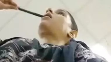 Girl knows about porn perv under the table so she shows Desi boobs