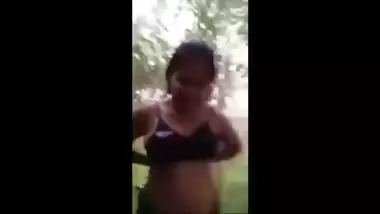 Desi couple records sex video during which boy plays with GF's XXX tits